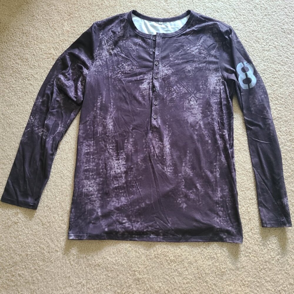 Men's 8-ball black long-sleeve printed shirt (Med)